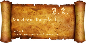 Nuszbaum Kornél névjegykártya
